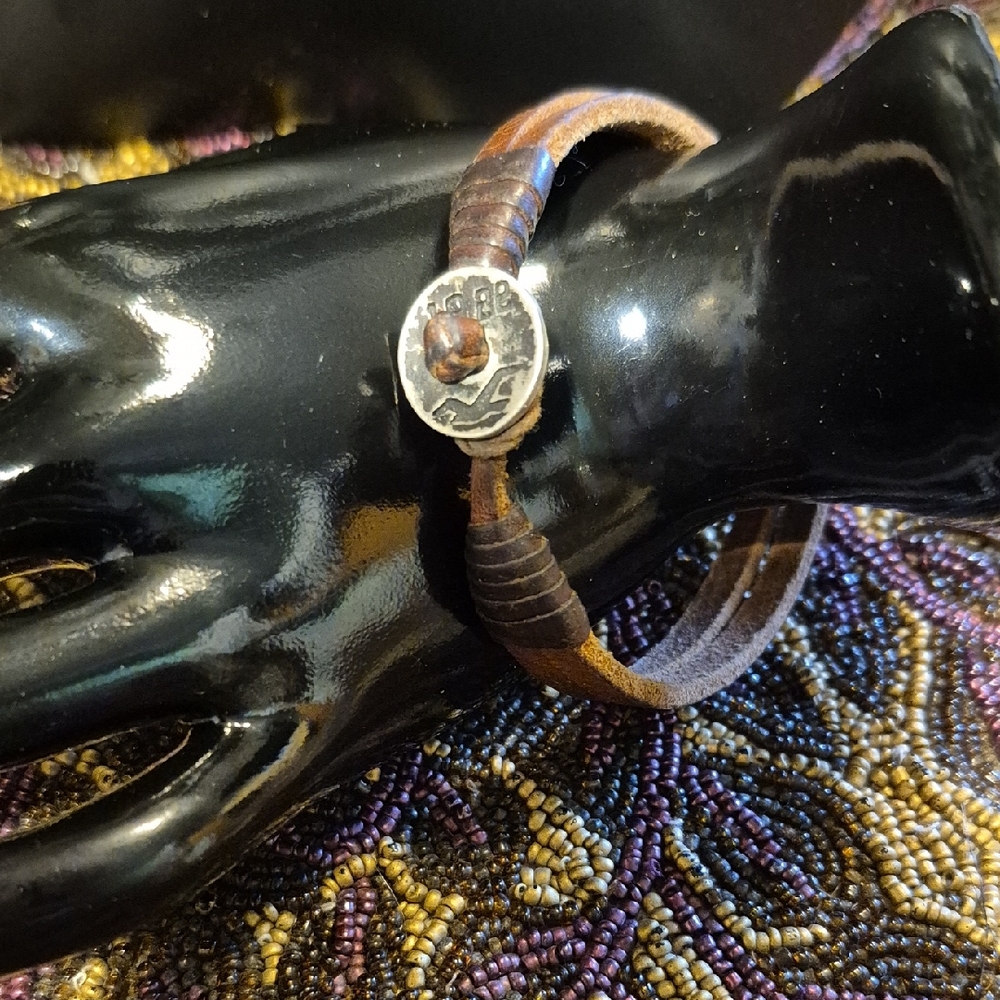 Hollister Brown Leather Bracelet with Silver Button